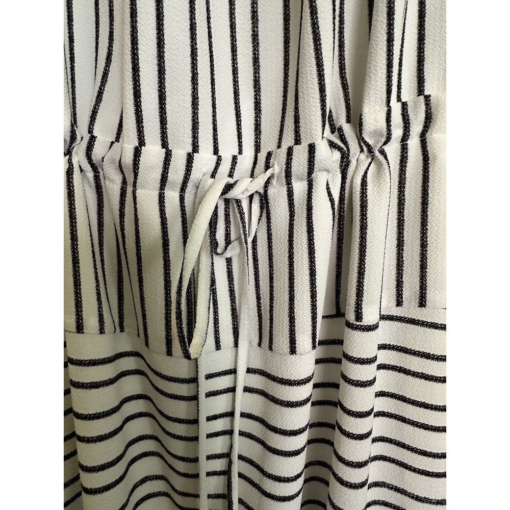 Halston Vintage 1976 Black Striped Hi-Low Off Shoulder Dress Pockets Size SP - Picture 2 of 7